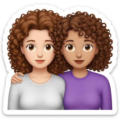 Lesbians both with brown hair BUT one has Curley hair  sticker