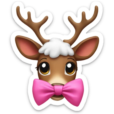 Raindeer with pink bow sticker