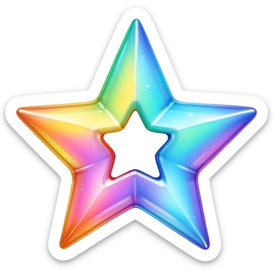 vibrant holographic rainbow y2k aesthetic hollow glass star sticker