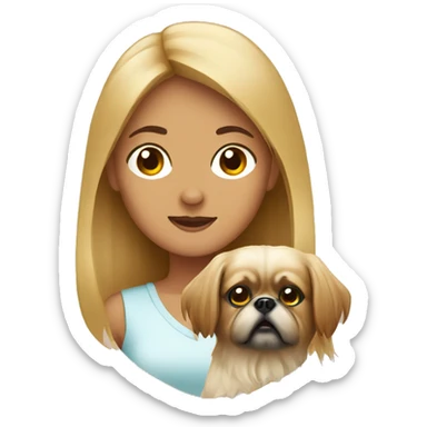 Women with Pekingese sticker