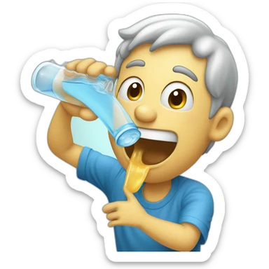 guy drinking water direct from the water faucet tongue out sticker