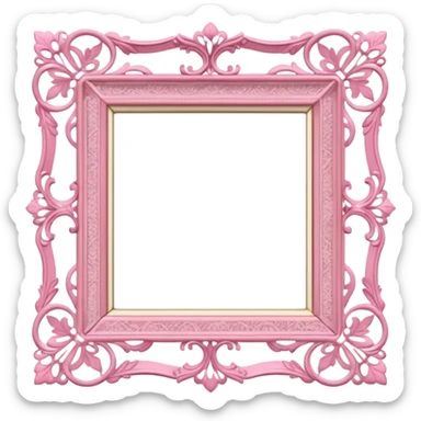 pink lace vintage square frame  sticker