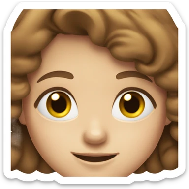 girl with brown hair, hazel eyes, fair skin, smiling sticker