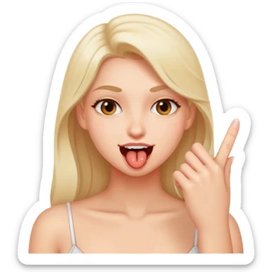 Emoji coqueto mordiéndose un dedo sticker