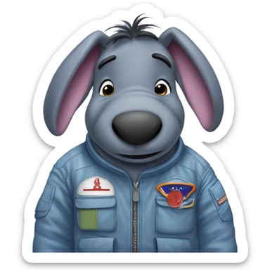 Eeyore wearing a flight suit sticker