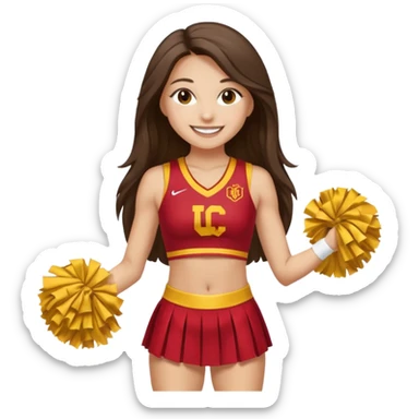 full body skinny white happy long haired brunette girl USC cheerleader sticker