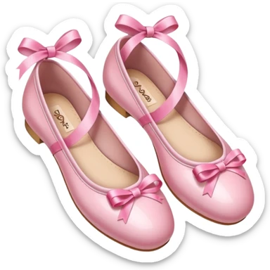ballerina shoes pink shiny smooth crossed ribbons iOS emoji style sticker