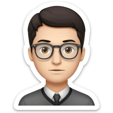 зомбы молодой мужчина с темными волосами в очках с серыми глазами в очеах з прической mob cut sticker