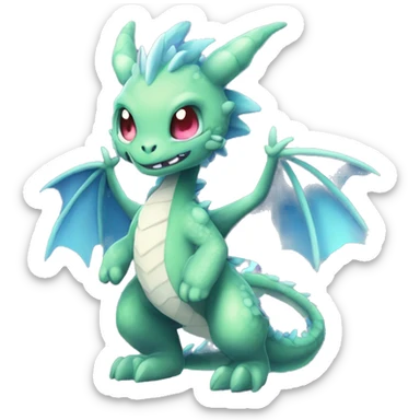 Kawaii Edgy Bright Ethereal Fururistic Fantasy Attractive Gorgeous Beautiful Dragon Pokémon Fakemon full body sticker