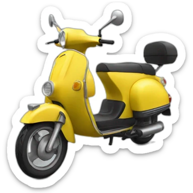 Yellow Moped front view with 2 mirrors  sticker