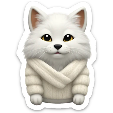 Cat wearing white fox jumper sticker