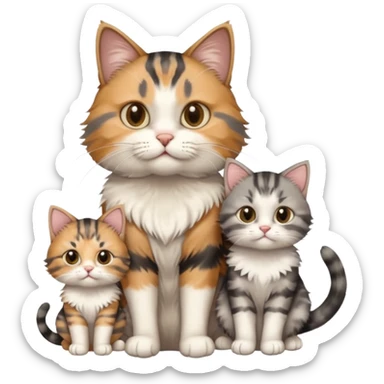 mama cat and daddy cat with 2 matching kittens sticker
