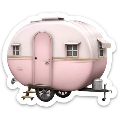 Realistic light pink vintage round gypsy caravan wagon camper sticker