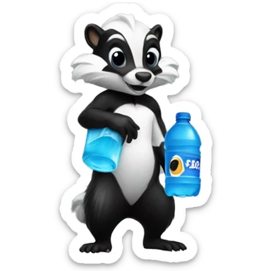 Skunk with a blue gatorade  sticker