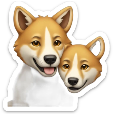 A dingo hugging a dingo pup sticker