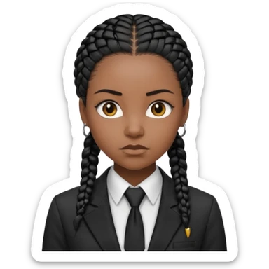 cornrows black haired black woman with tie and blazer sticker