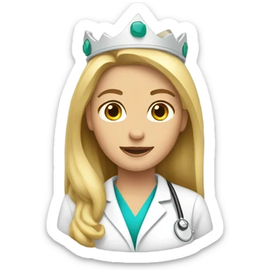 Female blonde Physicians assistant wearing a crown sticker