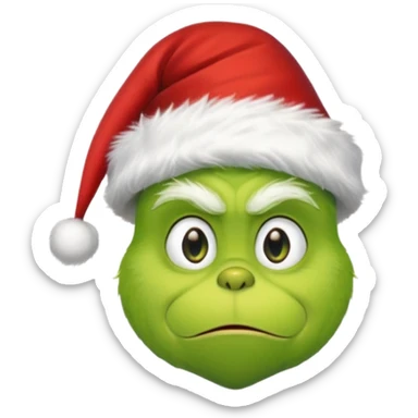 The Grinch with a Santa hat emoji no gray sticker