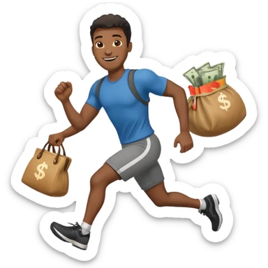 Black Man running with moneybag 💰 sticker