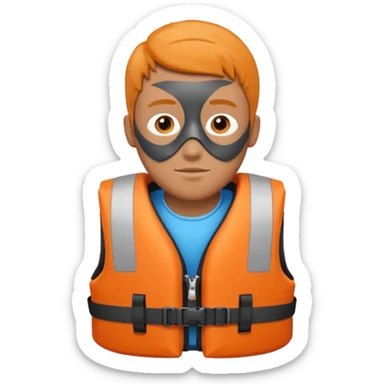 male wearing life jacket sticker