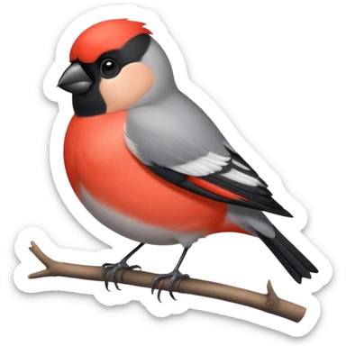 Round and cute bullfinch sticker