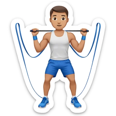 fit man with blue shorts resistance bands exercises sticker