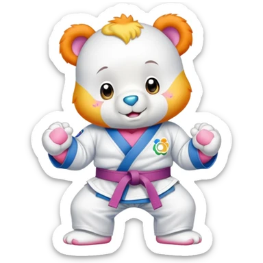 Care bear wearing a jiu jitsu gi sticker