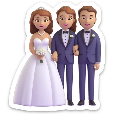 wedding couple with white man with brown hair and white woman with light ginger hair sticker