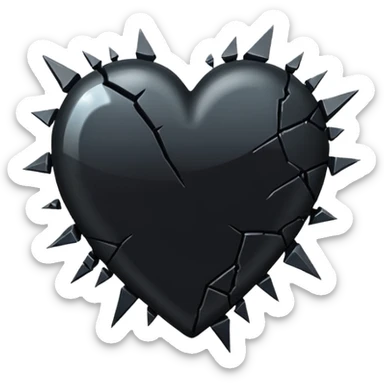 Black heart broken sticker