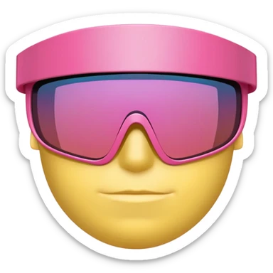 gigantic frame sporty pink shield visor sunglasses, enormously thick and chunky design, massive robust construction, one-piece lens, exaggerated thickness sticker