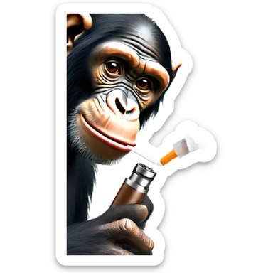 Chimpanzee hitting a vape mod sticker