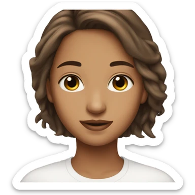 Pretty girl brown eyes long brown hair sticker