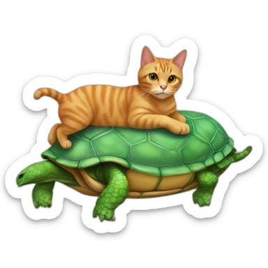Cat on turtle on dog sticker