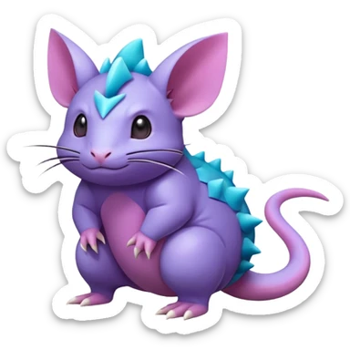 lush warm-colored colorful neon-colored Fakémon-Nidorino-Rattata-creature (full body) sticker