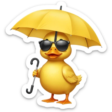 pato bonito con gafas de sol y paraguas  sticker