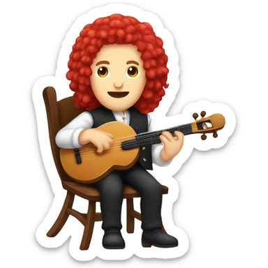 Antonio Vivaldi composer Red wig old chibi sitting chair banjo sticker