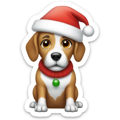 Dog wearing a santa hat sticker