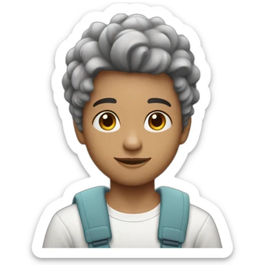 joven pelo gris piel blanca sin barba ni bugote pastel sticker