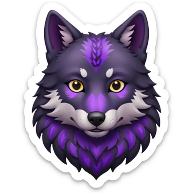 black wolf with purple pattern sticker