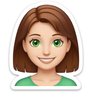 smiling girl with brown hair, green eyes sticker