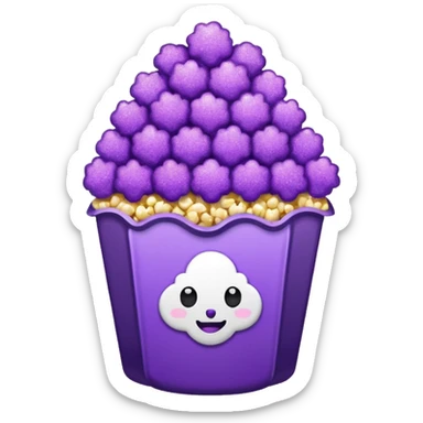 Glitter purple popcorn sticker