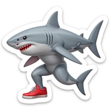 Shark with red shoes sticker