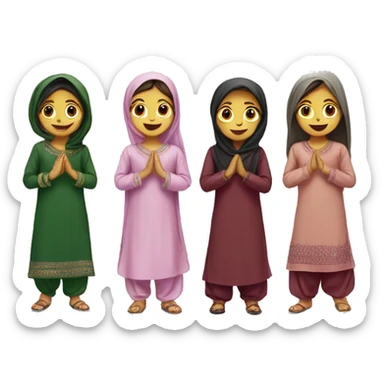 group of girls in shalwar kameez standing sticker