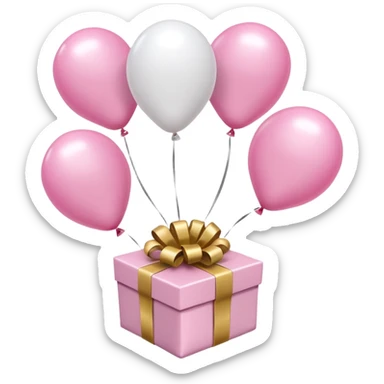 Please make light pink and white balloons, several of them, and tie them to a gift. sticker