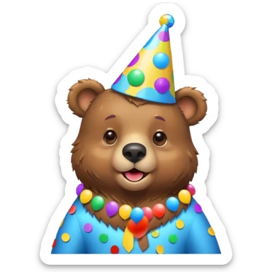 Partying bear cub with confetti  sticker