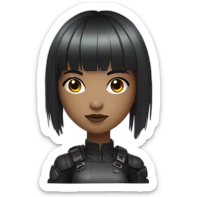 cyberpunk girl with bangs and black hair sticker