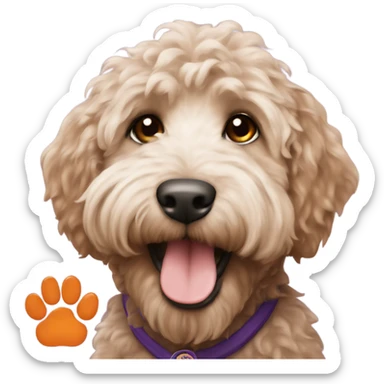 labradoodle wearing Clemson baseball cat sticker