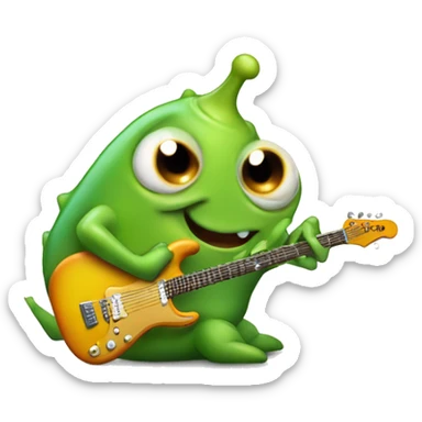 Happy slimy slug playing electric guitar sticker