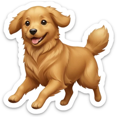 happy dog running after ball sticker