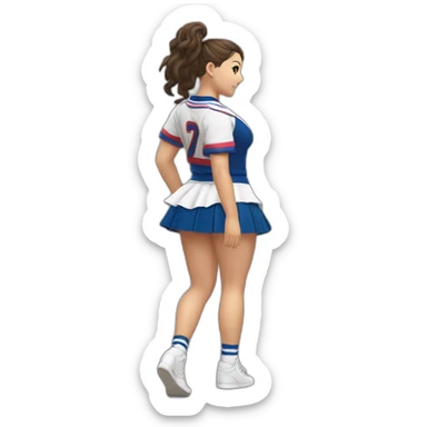 Back view Full body curvy beauty cheerleader short skirt skirt dancing kankan sticker